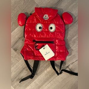 New Moncler Kid s Red Zaino Gift Occhi Eye Gift Puffer Backpack Bag